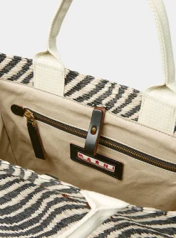 Little striped straw tote