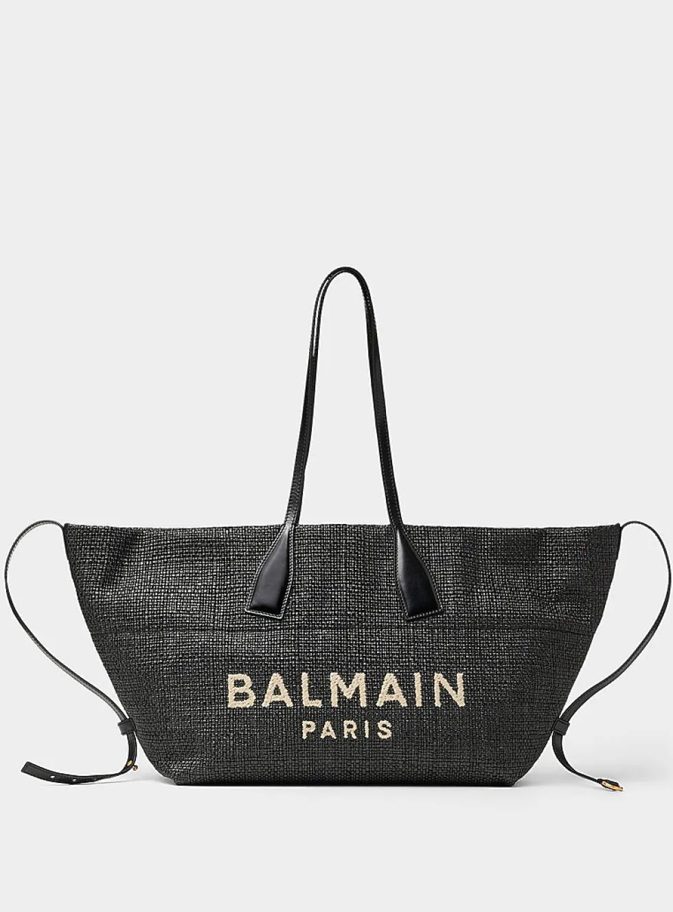Logo faux-raffia tote bag
