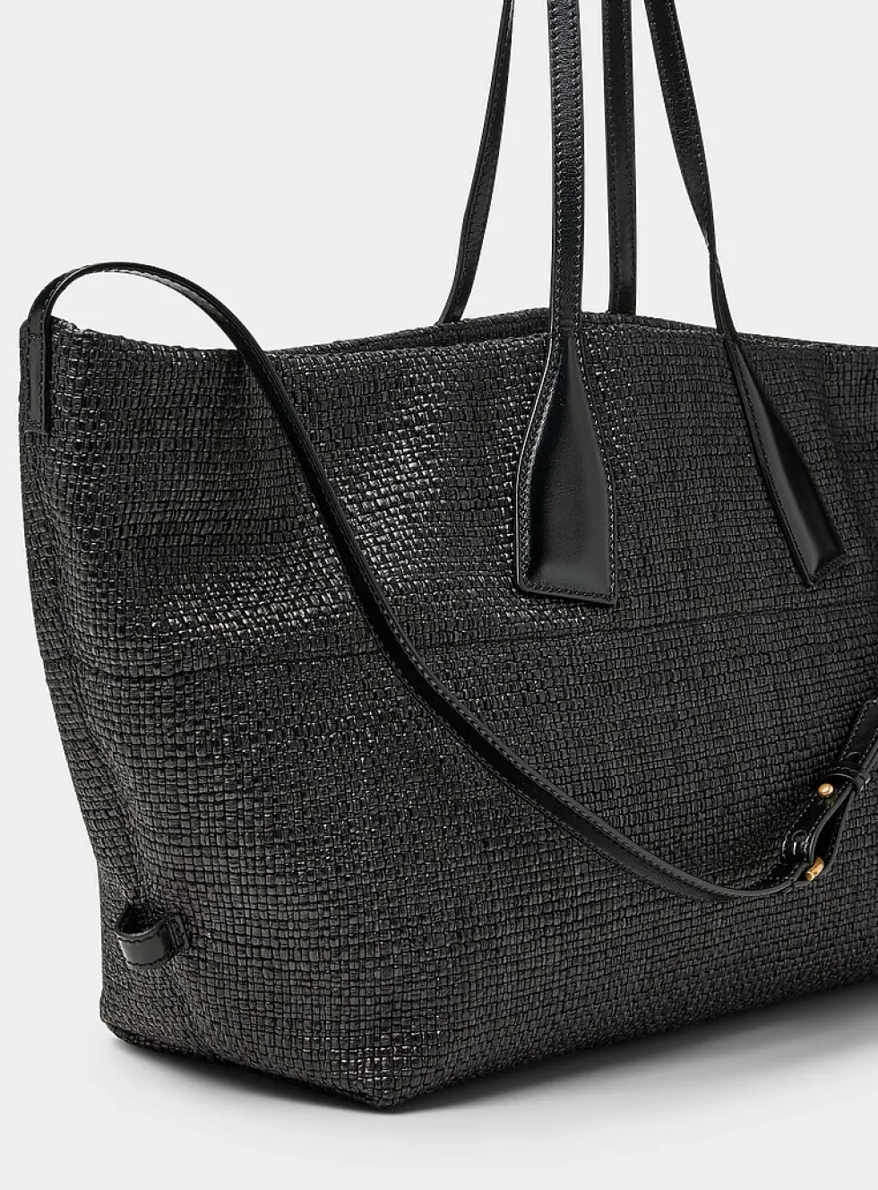 Logo faux-raffia tote bag
