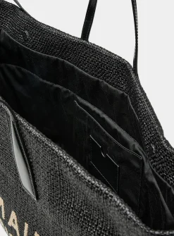 Logo faux-raffia tote bag