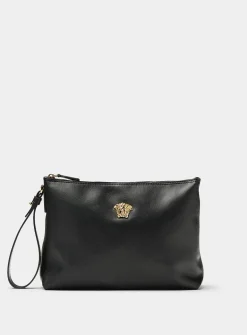 Logo leather clutch