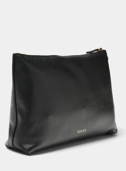 Logo leather clutch