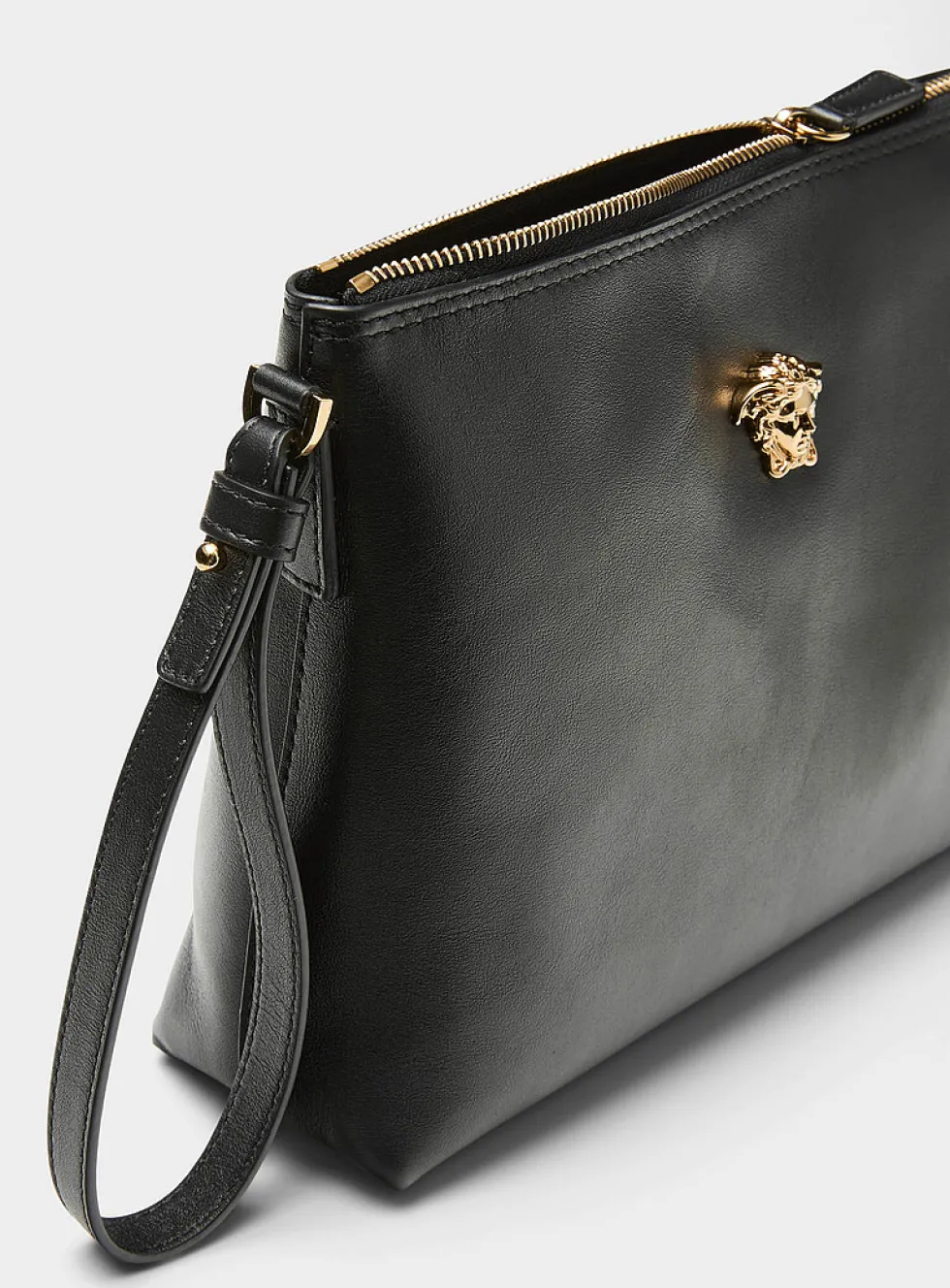 Logo leather clutch