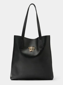Logo leather tote bag