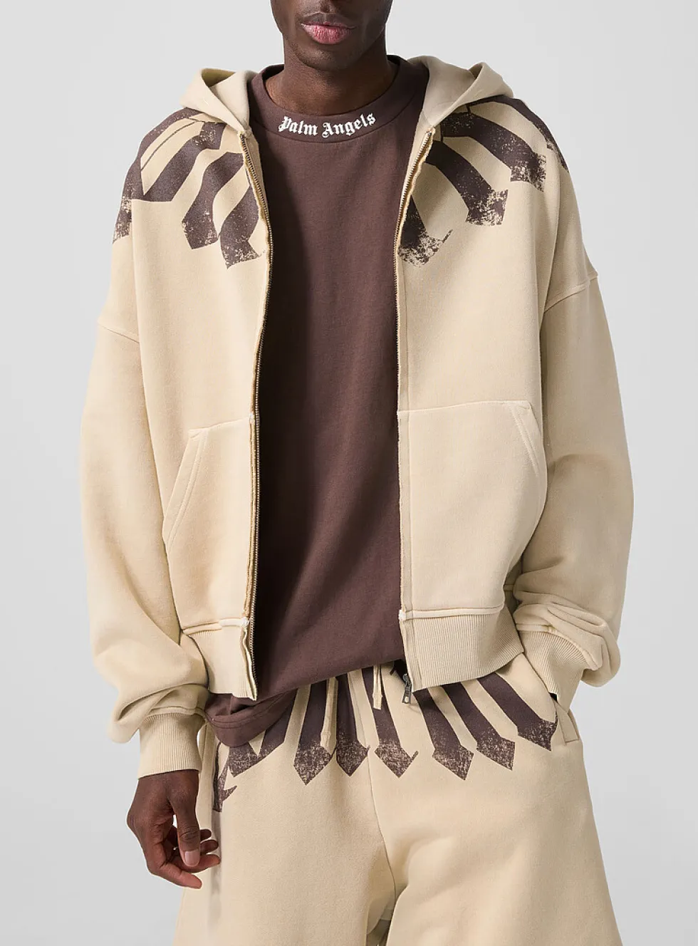 Logo neck zipped hoodie