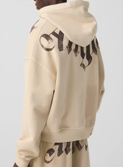 Logo neck zipped hoodie