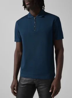 Logo pull zip-up collar polo shirt
