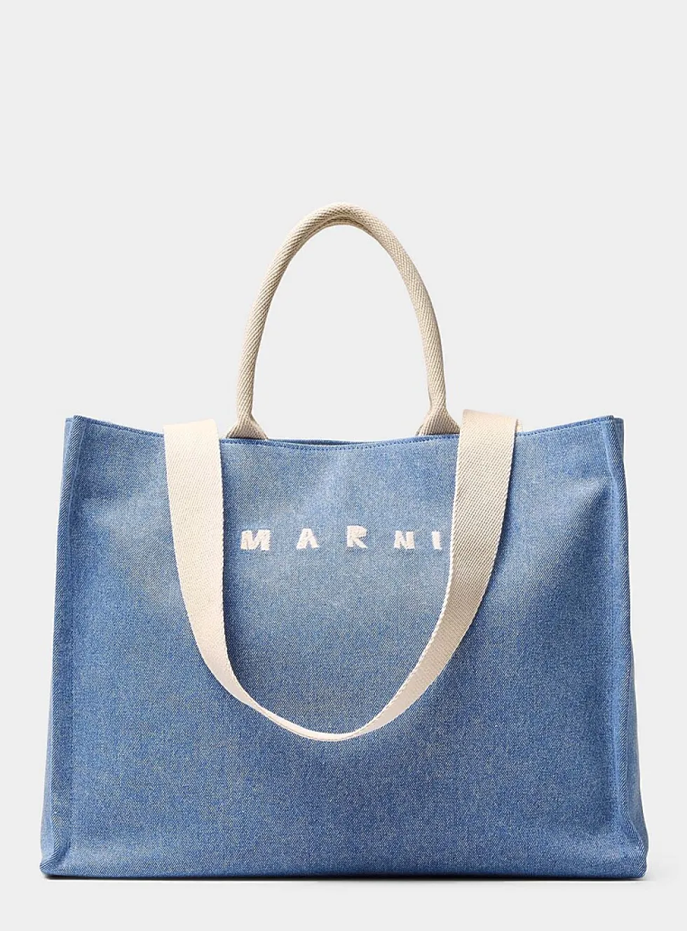 Logo small denim tote bag