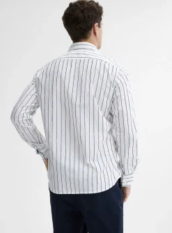 Logo stripe poplin shirt