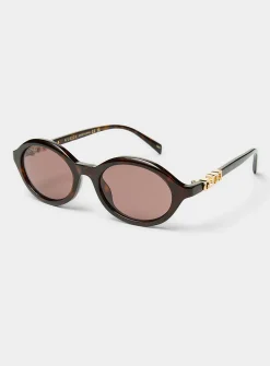 Logo temples oval sunglasses