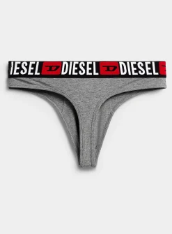 Logo-waist stretch thong