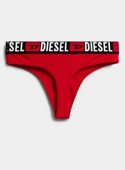 Logo-waist stretch thong