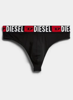 Logo-waist stretch thong