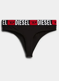 Logo-waist stretch thong
