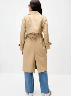Long belted trench coat