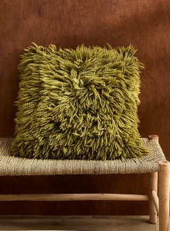 Long embossed fringes khaki removable-cover cushion