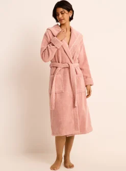 Long hooded terry robe