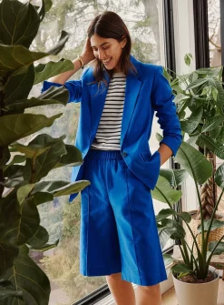 Long loose linen-cotton blazer