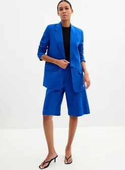 Long loose linen-cotton blazer