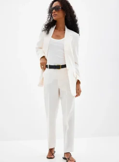 Long loose linen-cotton blazer