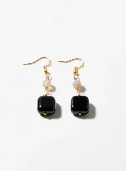 Long square stone earrings