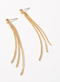 Long triple-chain earrings