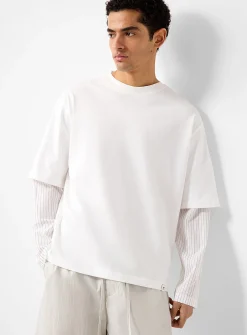 Long-sleeve faux-layered T-shirt