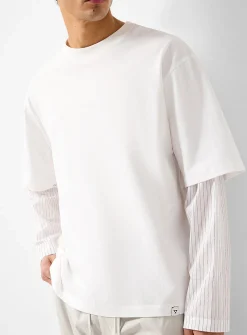 Long-sleeve faux-layered T-shirt