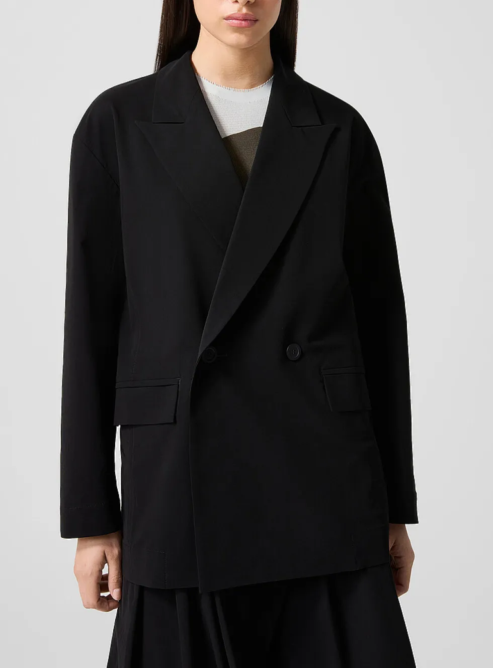 Looped double-breasted loose blazer