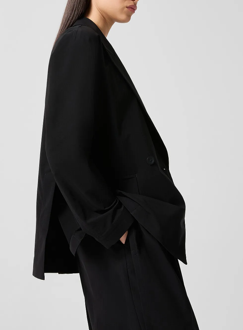 Looped double-breasted loose blazer