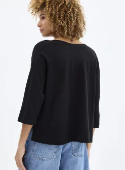 Loose boat-neck linen-blend boxy-fit sweater
