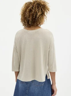 Loose boat-neck linen-blend boxy-fit sweater