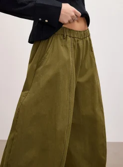 Loose elastic-waist barrel pant