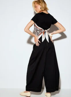 Loose elastic-waist barrel pant
