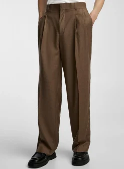 Loose fluid twill pleated pant