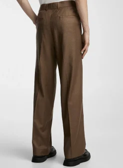 Loose fluid twill pleated pant