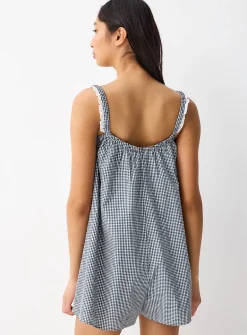 Loose gingham romper