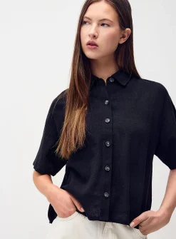Loose linen blend shirt