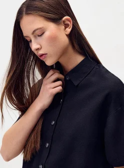 Loose linen blend shirt