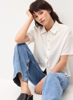 Loose linen blend shirt