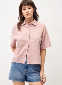 Loose linen blend shirt