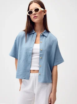 Loose linen blend shirt