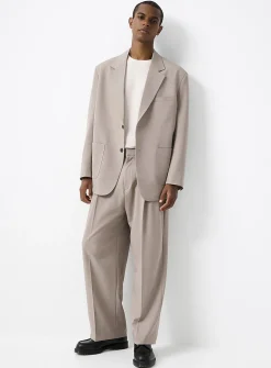 Loose pleated comfort-waist pant
