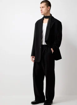 Loose pleated comfort-waist pant