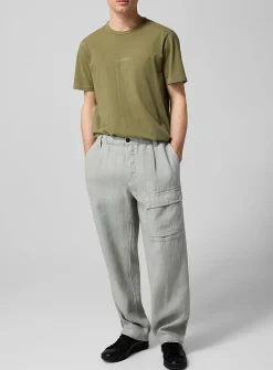 Loose pure linen cargo pant