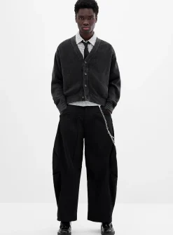 Loose sateen pleated pant