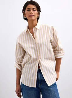 Loose striped lightweight poplin shirt