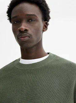 Loose waffle-knit sweater