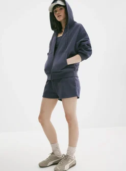 Loose zip fleece hoodie