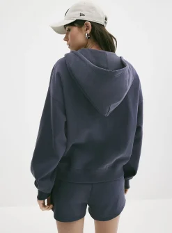Loose zip fleece hoodie